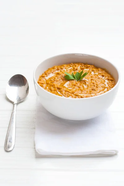 Gemüsesuppe mit Linsen, Kürbis und Curry — Stockfoto