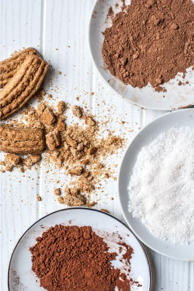 Mordidas de chocolate Ingredientes crus — Fotografia de Stock