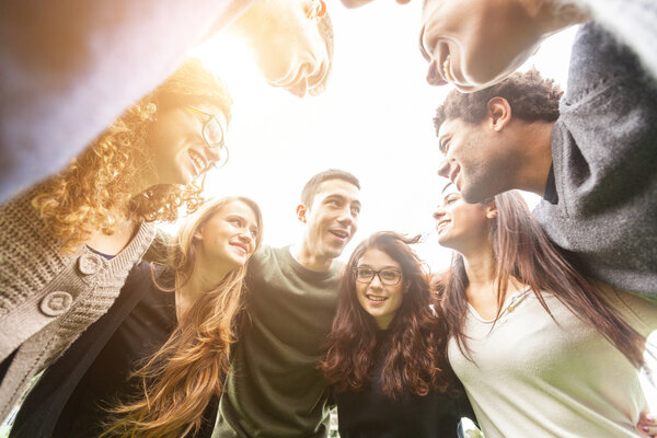 Multiethnic Group of Friends in a Circle