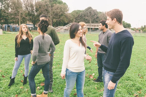 Grupo multiétnico de amigos en Park — Foto de Stock