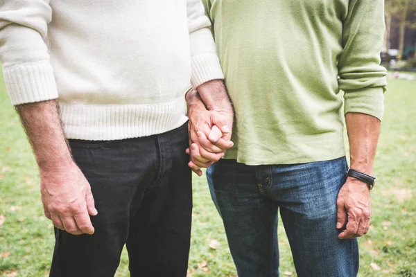 Γκέι ζευγάρι κρατιέται χέρι χέρι — Φωτογραφία Αρχείου