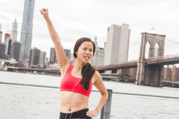 Asian Girl Doing Stretching Exercises — Stock Photo, Image