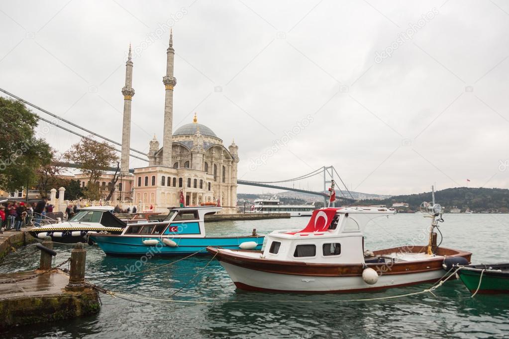 Ortakoy Mosque and Bosphorus Bridge in Istanbul, Turkey