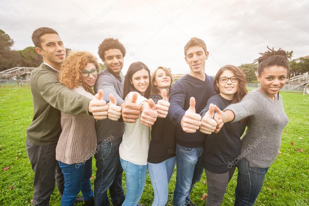 Multiethnic Group of Friends with Thumbs Up