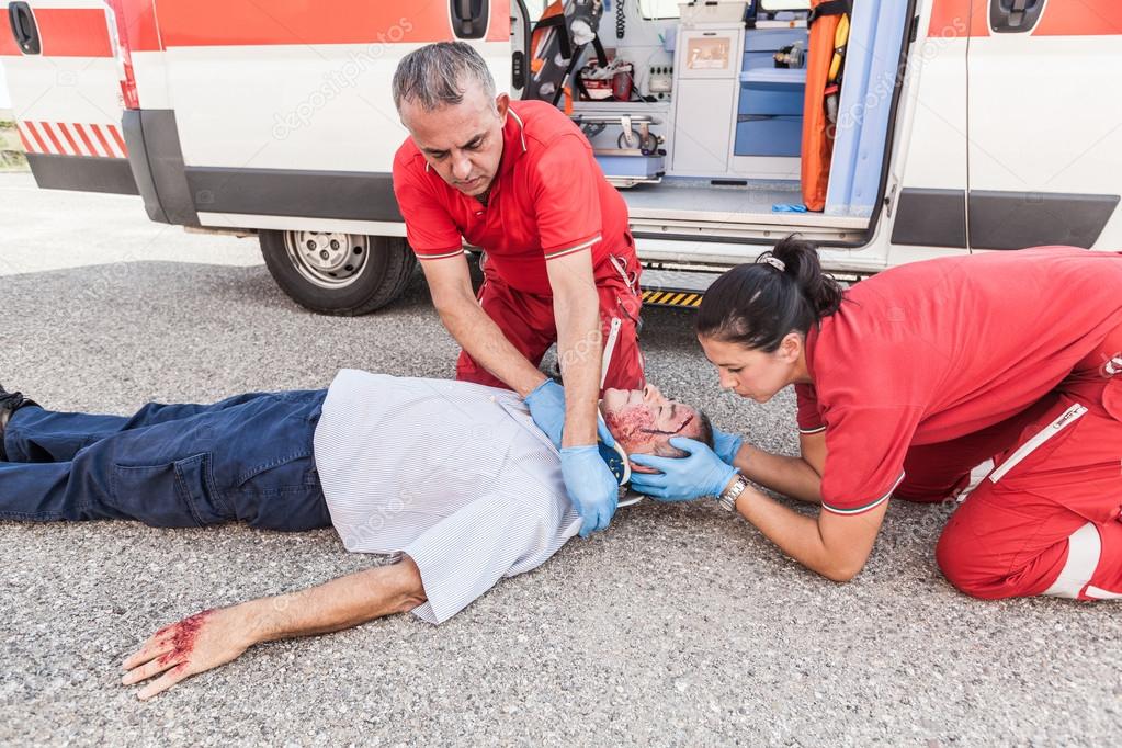 Rescue Team Providing First Aid