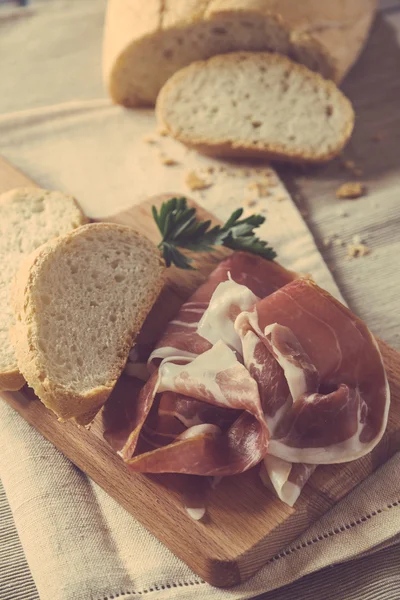 Bread and Ham Slices — Stock Photo, Image