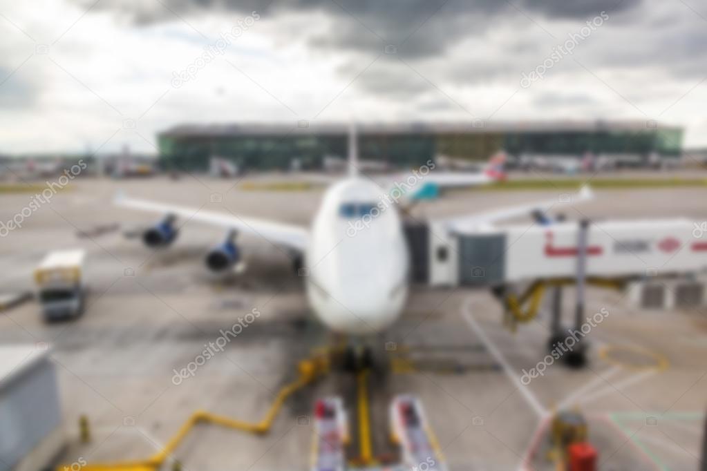 Airplane at Airport. Intentionally Blurred. Background Ready Ima