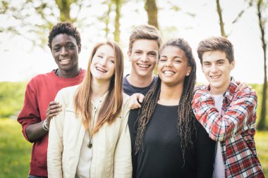 Multiethnic group of teenagers outdoor