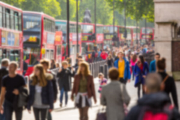 Blurred background of crowded street in London