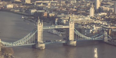 Tower Bridge in London, aerial view, on a sunny day. clipart