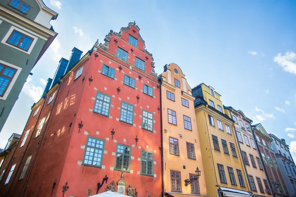 Barevné domy ve starém městě Stockholm — Stock fotografie