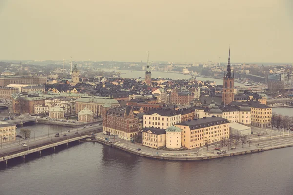 Letecký pohled na staré město Stockholm — Stock fotografie