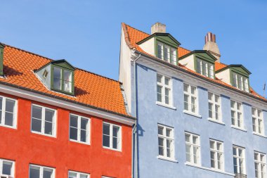 Copenhagen eski kasabada tipik renkli evleri