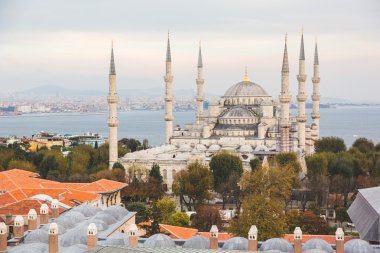 Istanbul'da Sultanahmet Camii havadan görünümü