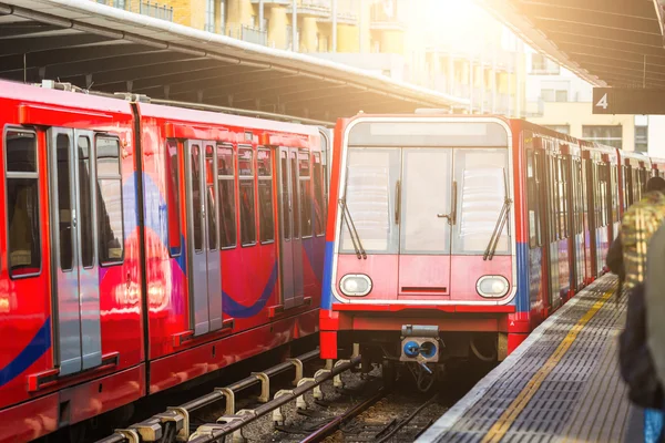 Driverless urban trains at station in London — Stock Photo, Image