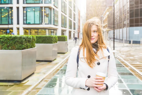 Mujer con el pelo acariciado — Foto de Stock