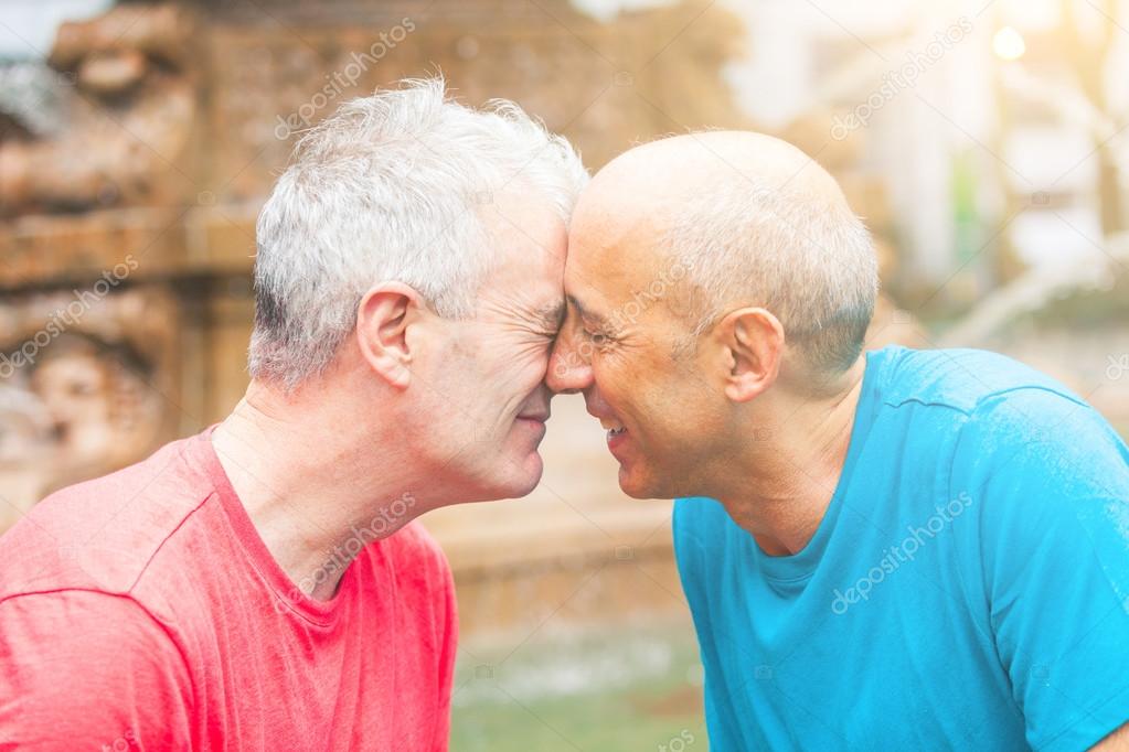 Gay couple at park in New York