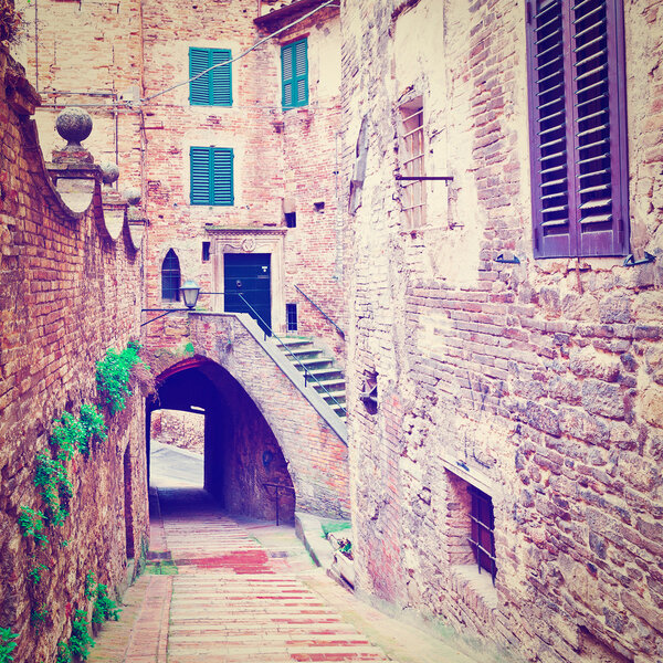 View to Historic Center City of Perugia in Italy, Instagram Effect