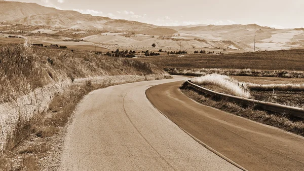 Weg tussen velden — Stok fotoğraf