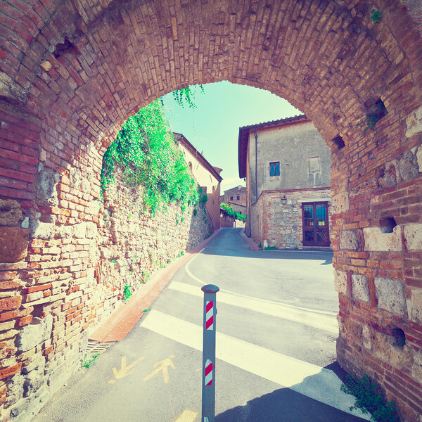 Arch in the Medieval Italian City, Vintage Style Toned Picture