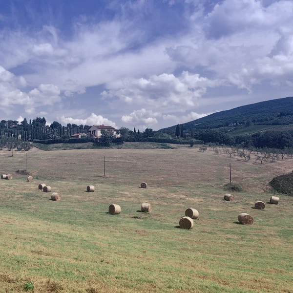 干し草の俵とイタリアの風景 — ストック写真