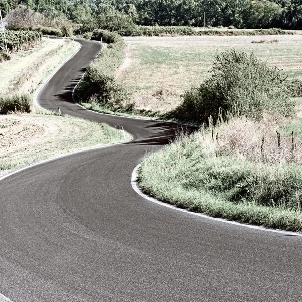 Estrada pavimentada na Toscana — Fotografia de Stock