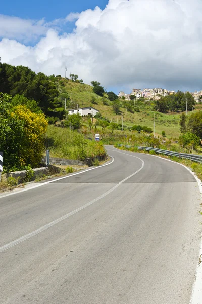 Asfalt yol Sicilya — Stok fotoğraf