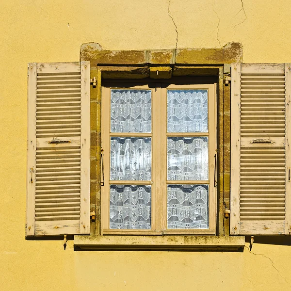 French Windows with Wooden Shutter — Stock Photo, Image