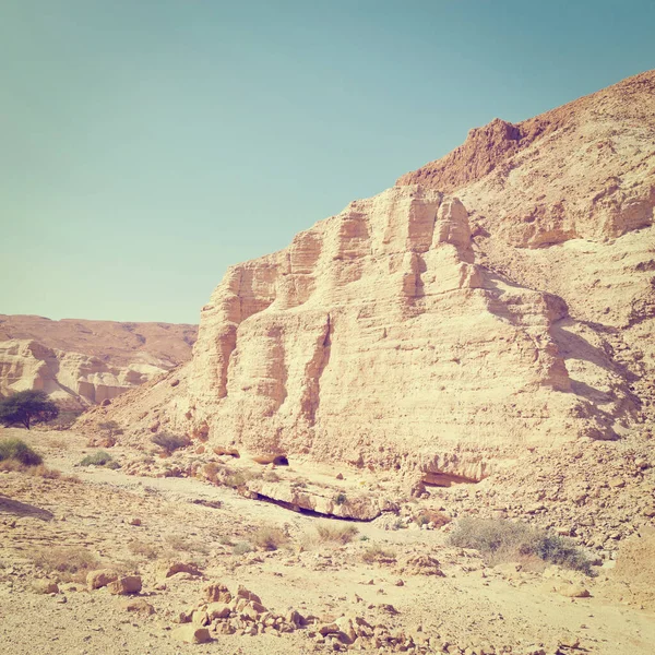 Duże Kamienie Pustyni Negev Izrael Instagram Efekt — Zdjęcie stockowe