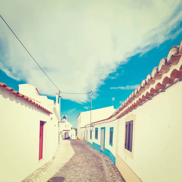 Narrow Street Medieval Portuguese City Albufeira Instagram Effect — Stock Photo, Image