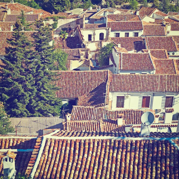 スペインの町の赤いタイルに鳥の目のビュー Instagramの効果 — ストック写真