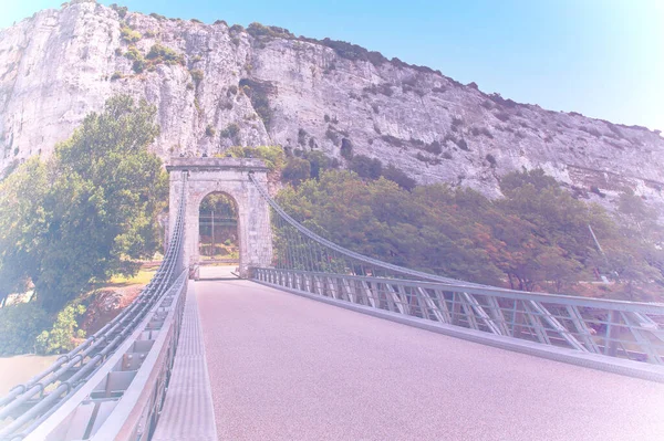 Deserta Ponte Estreita Sobre Ródano França Como Símbolo Cessação Turismo — Fotografia de Stock