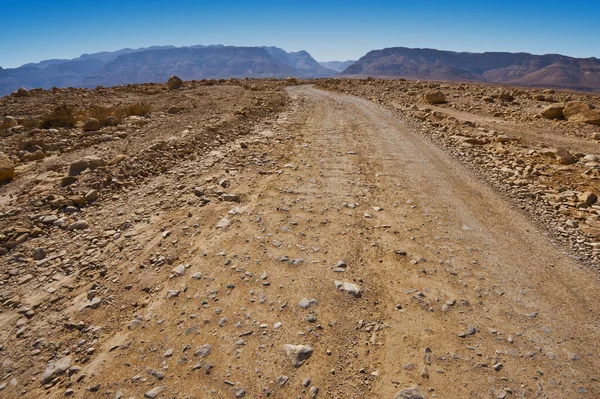 Camino Tierra Que Conduce Cañón Tallado Desierto Rocoso Sur Israel — Foto de Stock