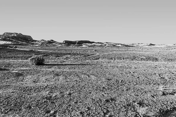 Breathtaking Landscape Rock Formations Israel Desert Black White Lifeless Desolate — Stock Photo, Image