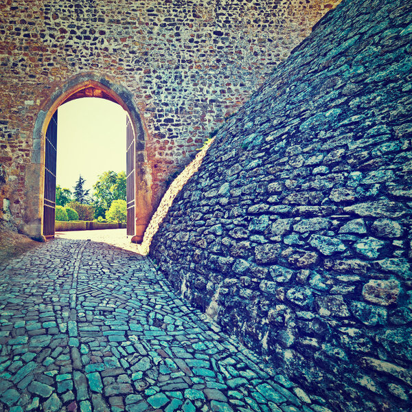 Gate of the Templar Castle in the Portugal City of Tomar, Instagram Effect