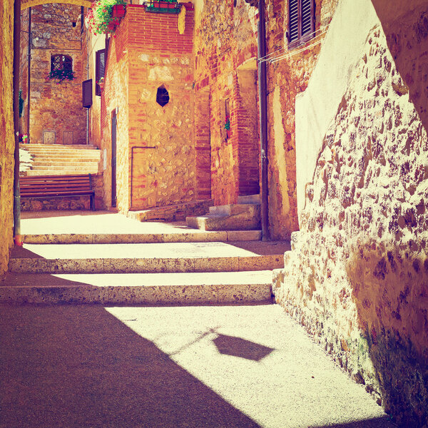 Courtyard of Italian House in Tuscany, Instagram Effect