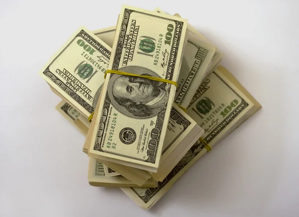 Dólares empilhar goma enfaixada — Fotografia de Stock