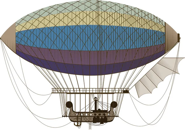 Fantástico retro dirigible — Vector de stock