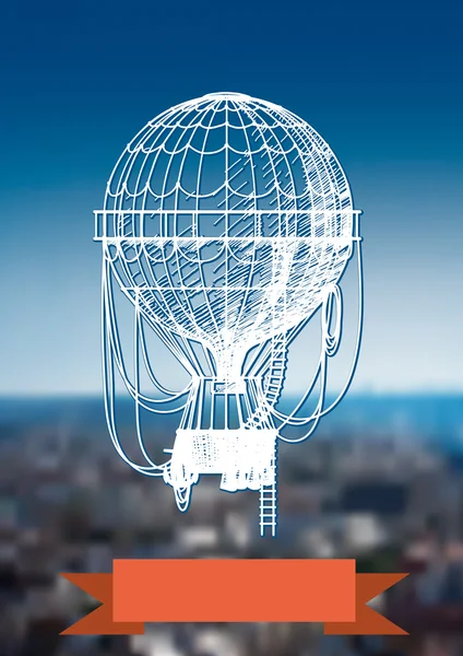 Ballon au-dessus de la ville — Image vectorielle