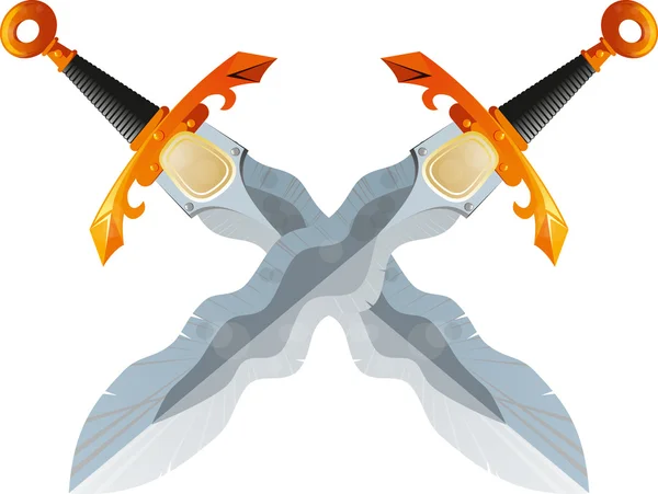 Two Crossed Flamberg Swords — Stock Vector