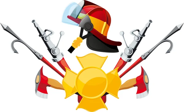 Sprzęt i narzędzia strażak — Wektor stockowy