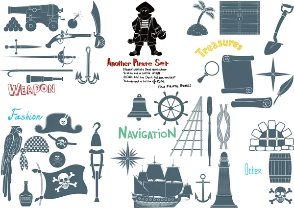 Gran conjunto de piratas — Archivo Imágenes Vectoriales