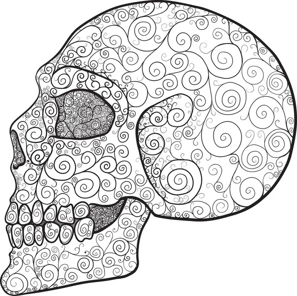 Profiel van de schedel versierd — Stockvector