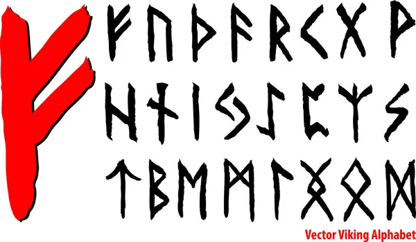 Letras Alfabeto Antigo Dos Vikings Escandinavos Vetor Manuscrito Isolado Fundo — Vetor de Stock