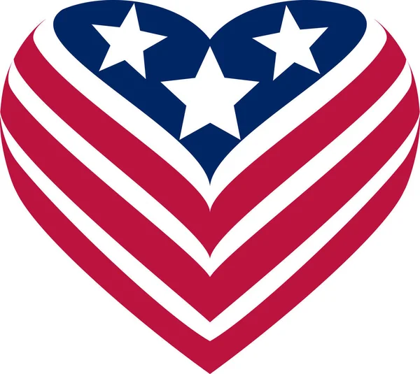 ハートの形をしたアメリカの美しい星条旗 — ストックベクタ