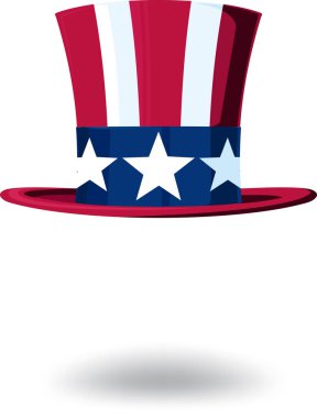 Sam Amca 'nın şapkası, Stars and Stripes ABD bayrağının altında stilize edilmiş.