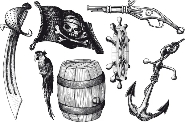 Atributos do conjunto pirata —  Vetores de Stock