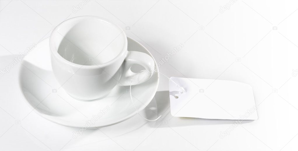 white cup with label