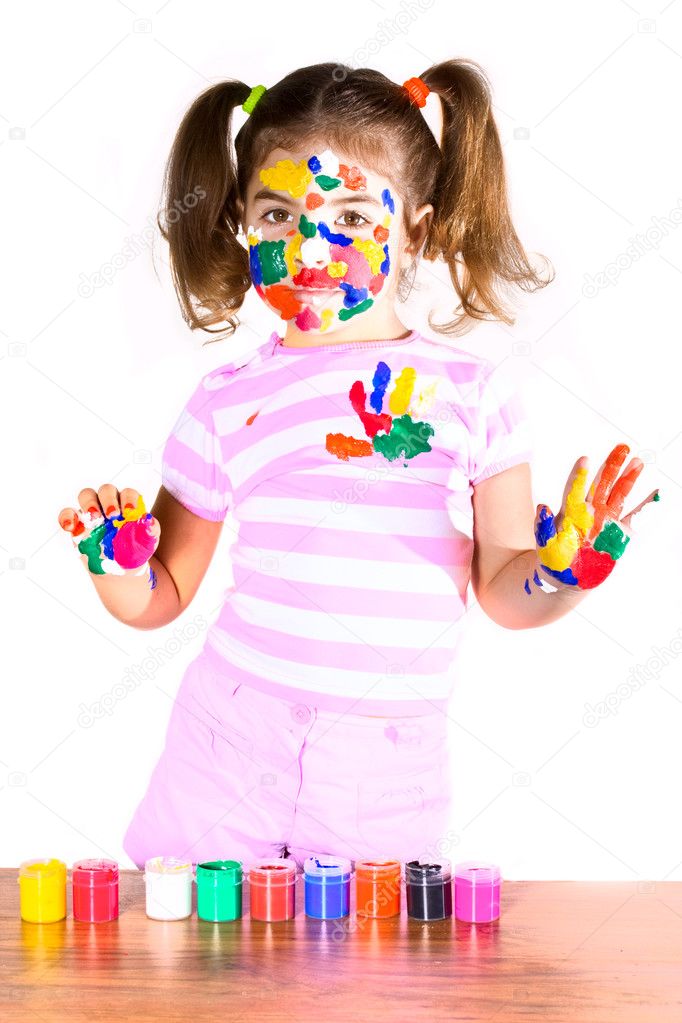 little girl in paint