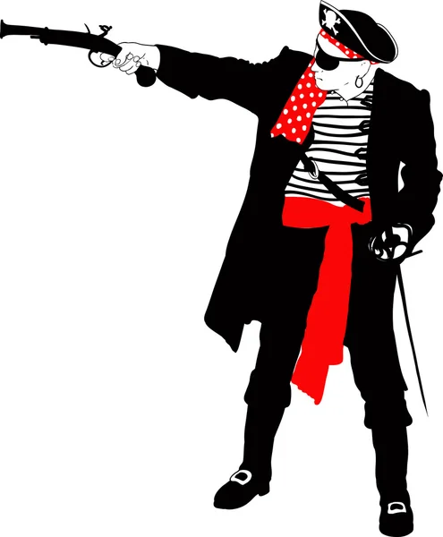 Silueta pirata enojado — Archivo Imágenes Vectoriales